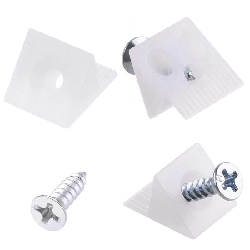 Canomo 100 Packs Fixing Mending Wedges 90 Degree Drawer Plastic Angle Code Bracket for Furniture Chest Drawer Bottom Repair with Screws, 14.5x13.5x9.5mm - Image 2